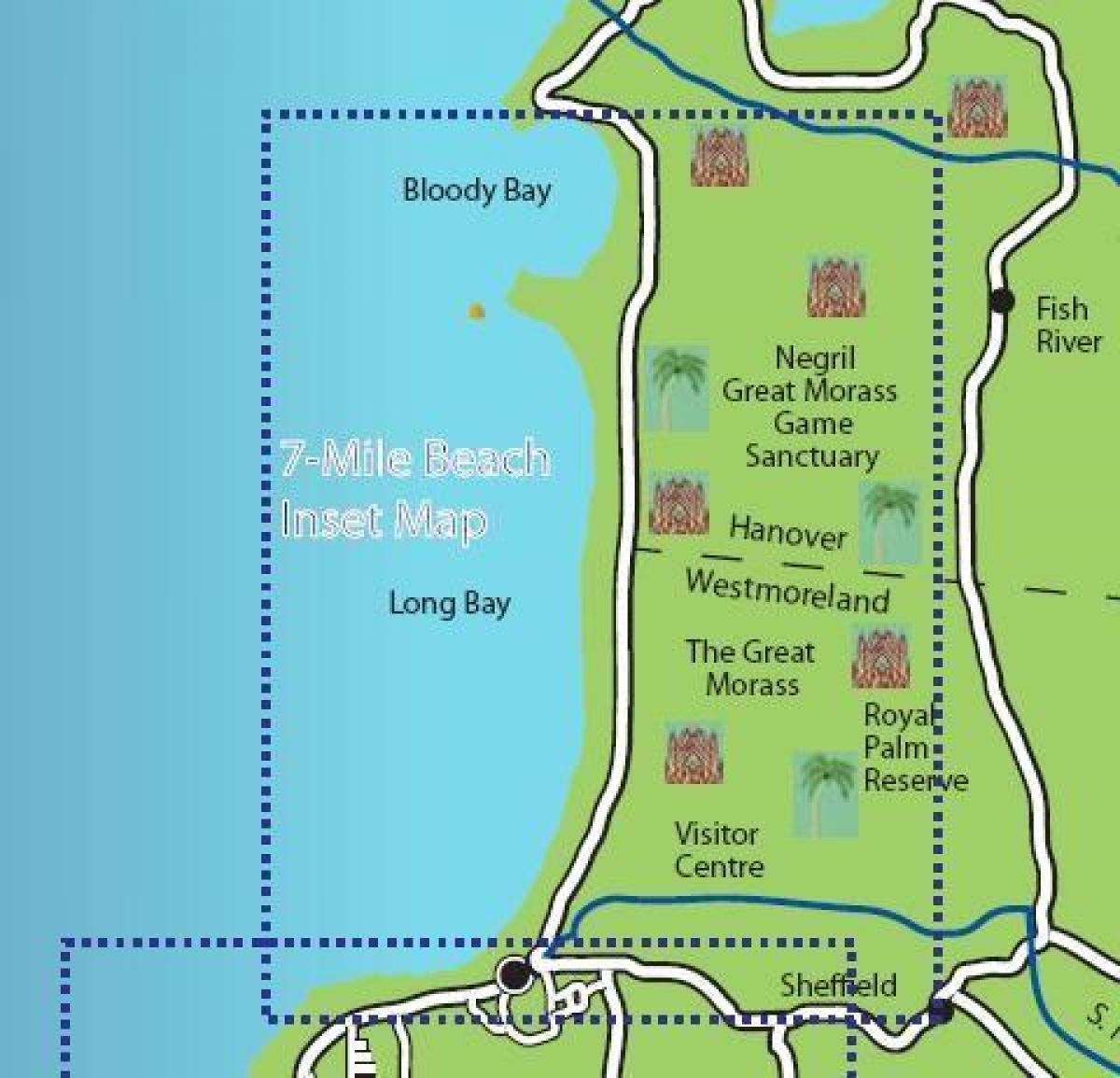mappa di negril giamaica 7 mile beach