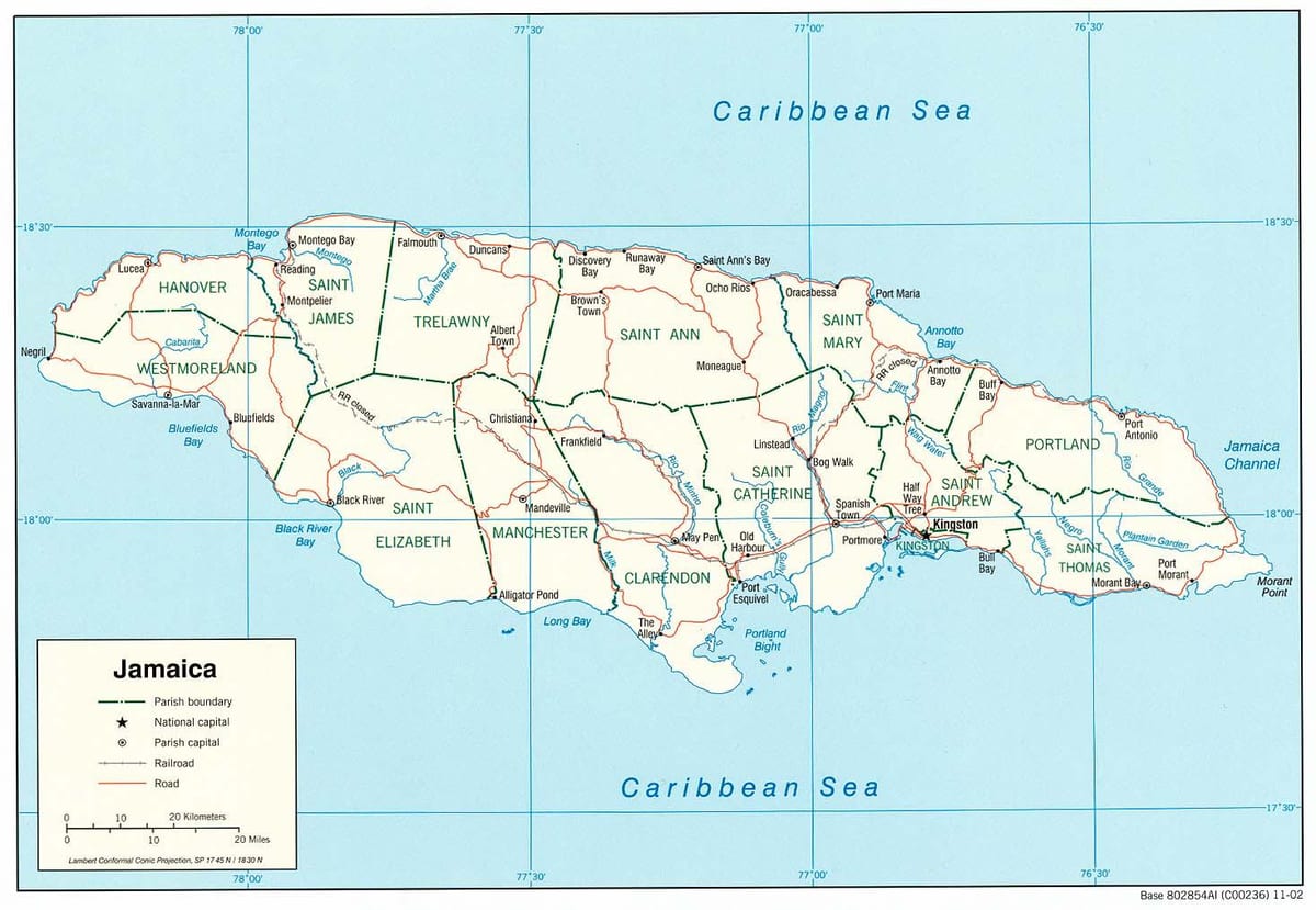 Mappa di black river, giamaica