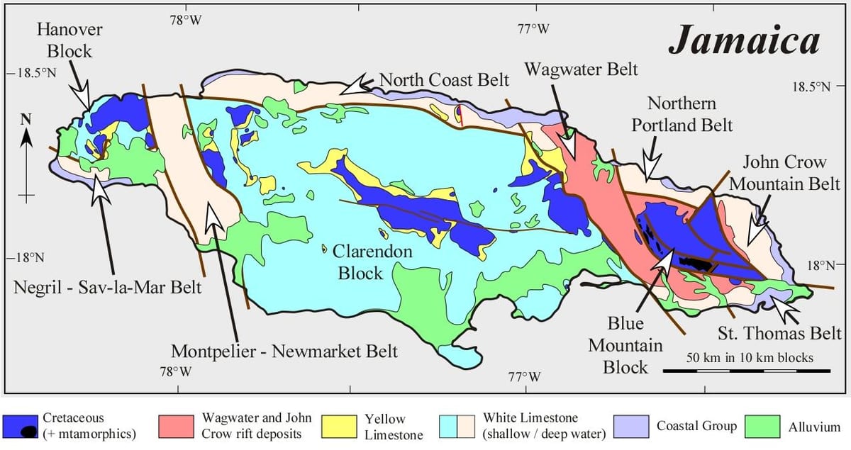 Mappa geologica giamaica