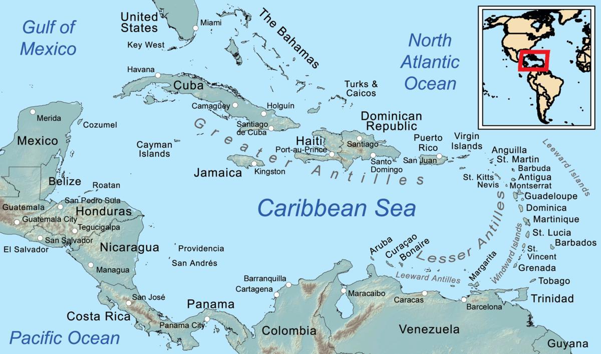 giamaica sulla mappa, in caraibi