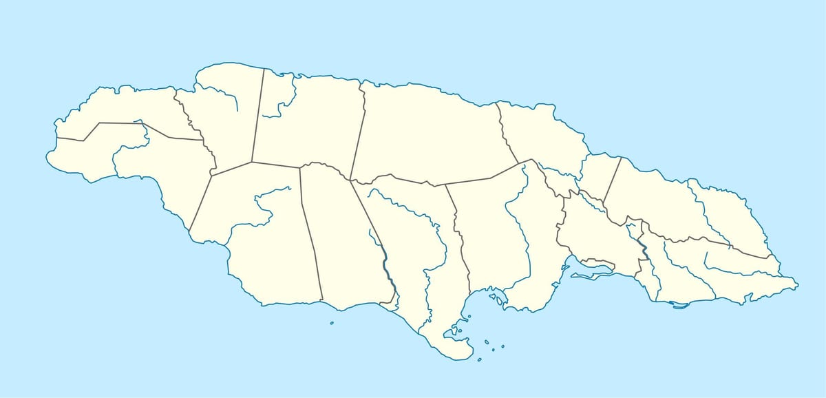 mappa della giamaica che mostra fiumi