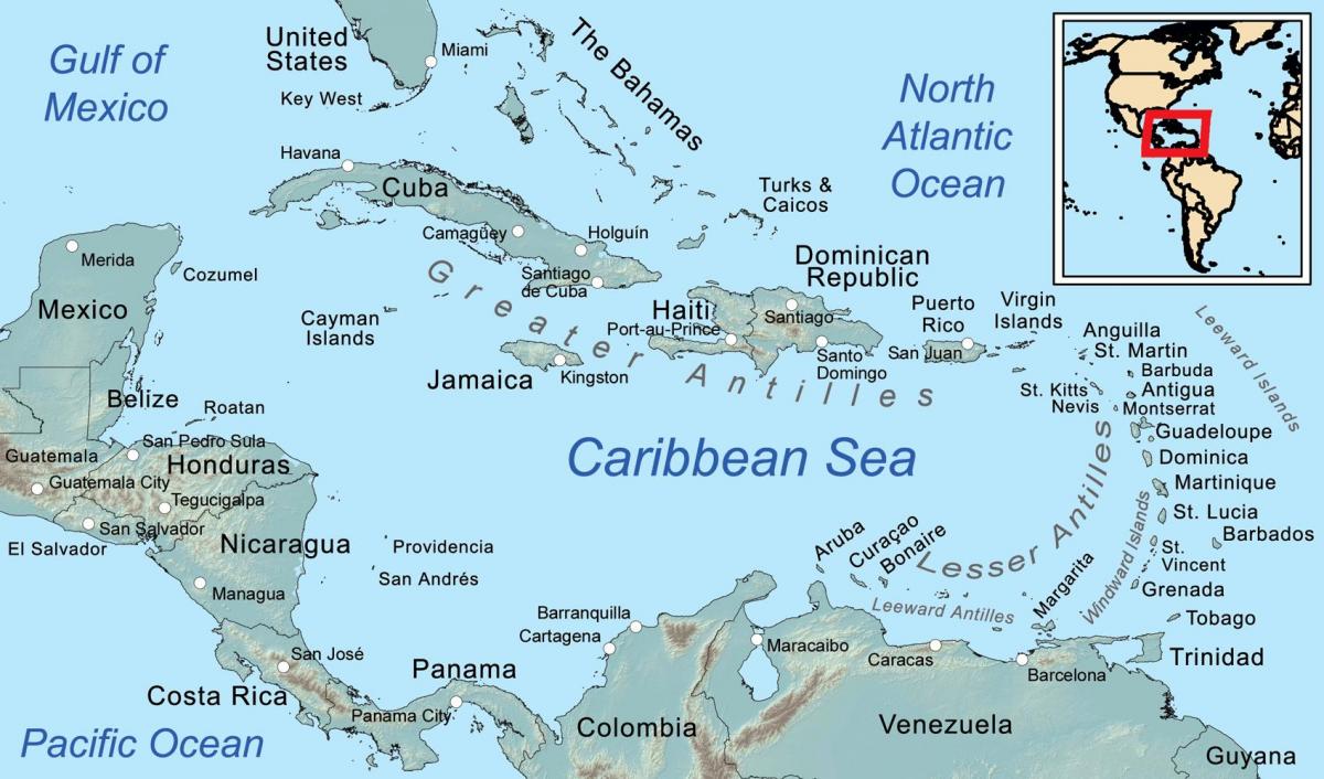 mappa di la giamaica e le isole circostanti