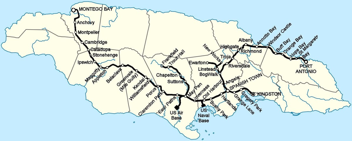 Mappa della giamaica stazione ferroviaria