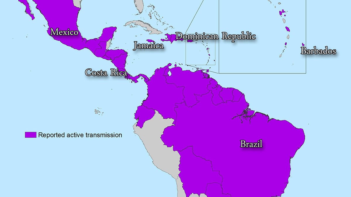 Mappa della giamaica zika