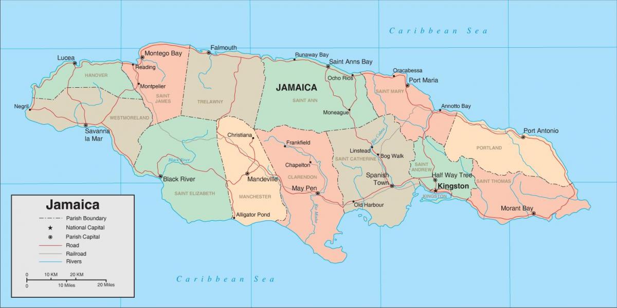 Mappa della giamaica west indies