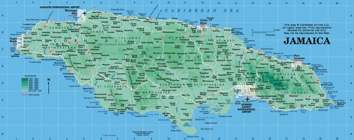 una mappa della giamaica
