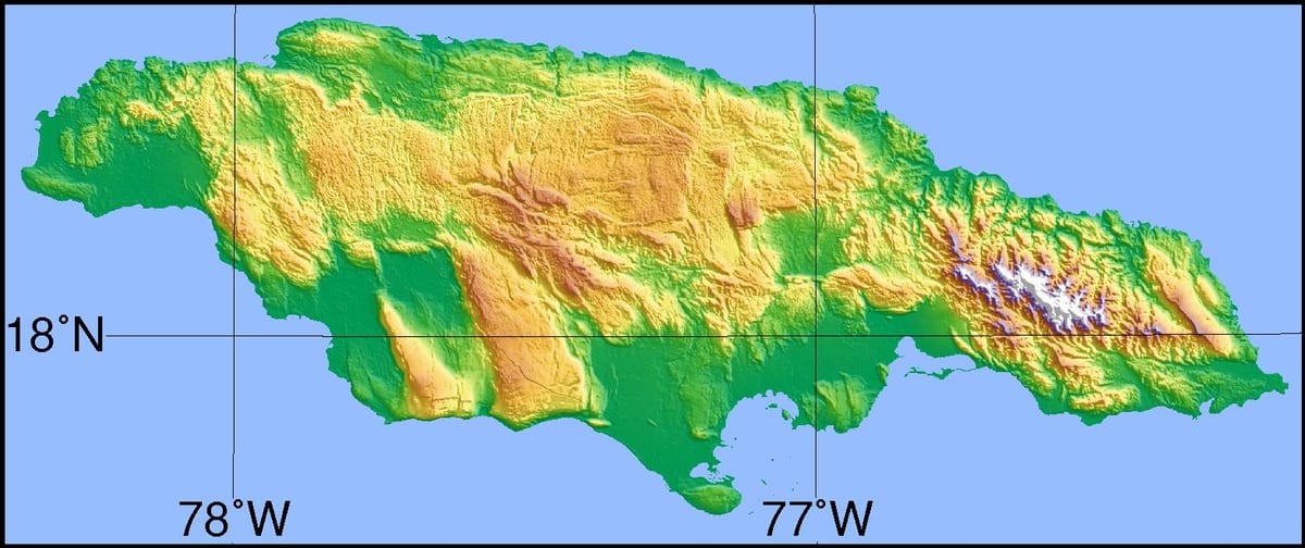 Mappa topografica giamaica