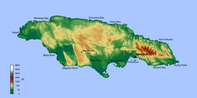 Mappa della giamaica elevazione 
