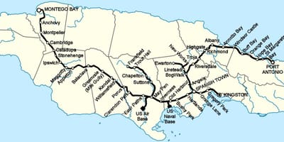 Mappa della giamaica ferroviaria