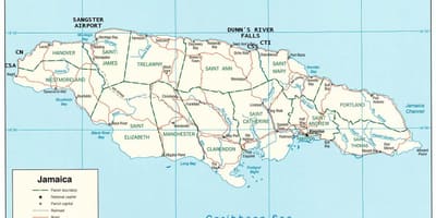 Mappa della giamaica dunns river falls