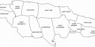 Giamaica mappa e le parrocchie